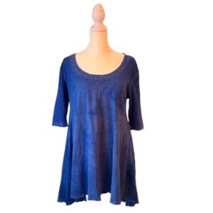 Free People Blue Cotton Tunic Tee – Side Slits – Size Small